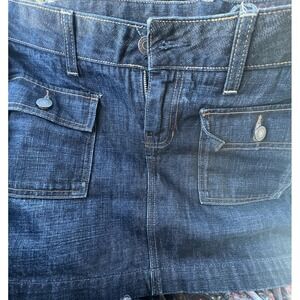 Y2K Gap Denim Mini Skirt Dark Wash Front Flap Pockets Sz 10 Mint Condition Retro